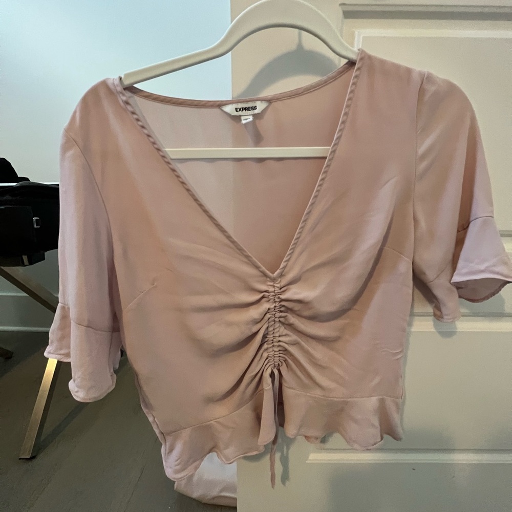 Express pink silky crop top